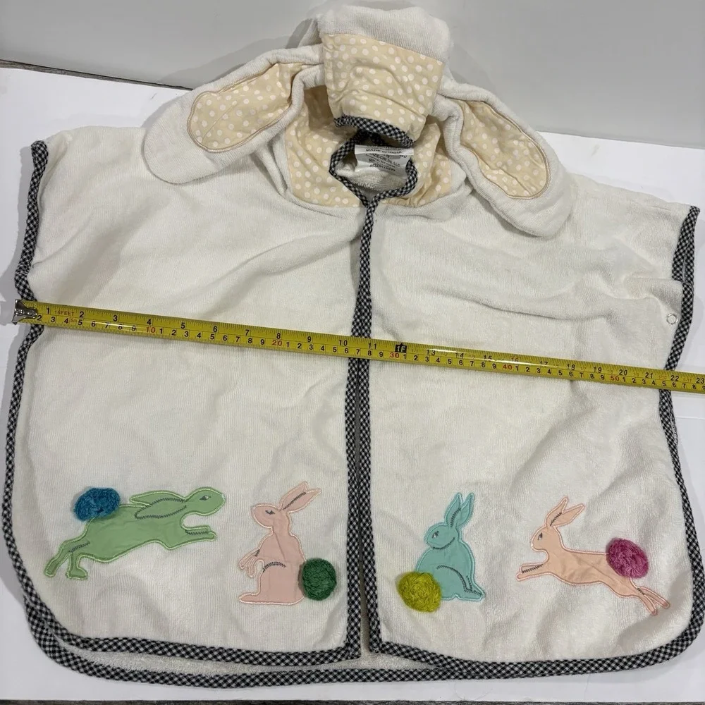 MacKenzie-Childs Kids Cotton Tail Hooded Poncho White Terry Bunny Bath Towel